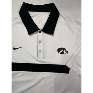 Nike Dry fit Polo Men's Sz Large White‎ With Iowa Hawkeyes Logo
